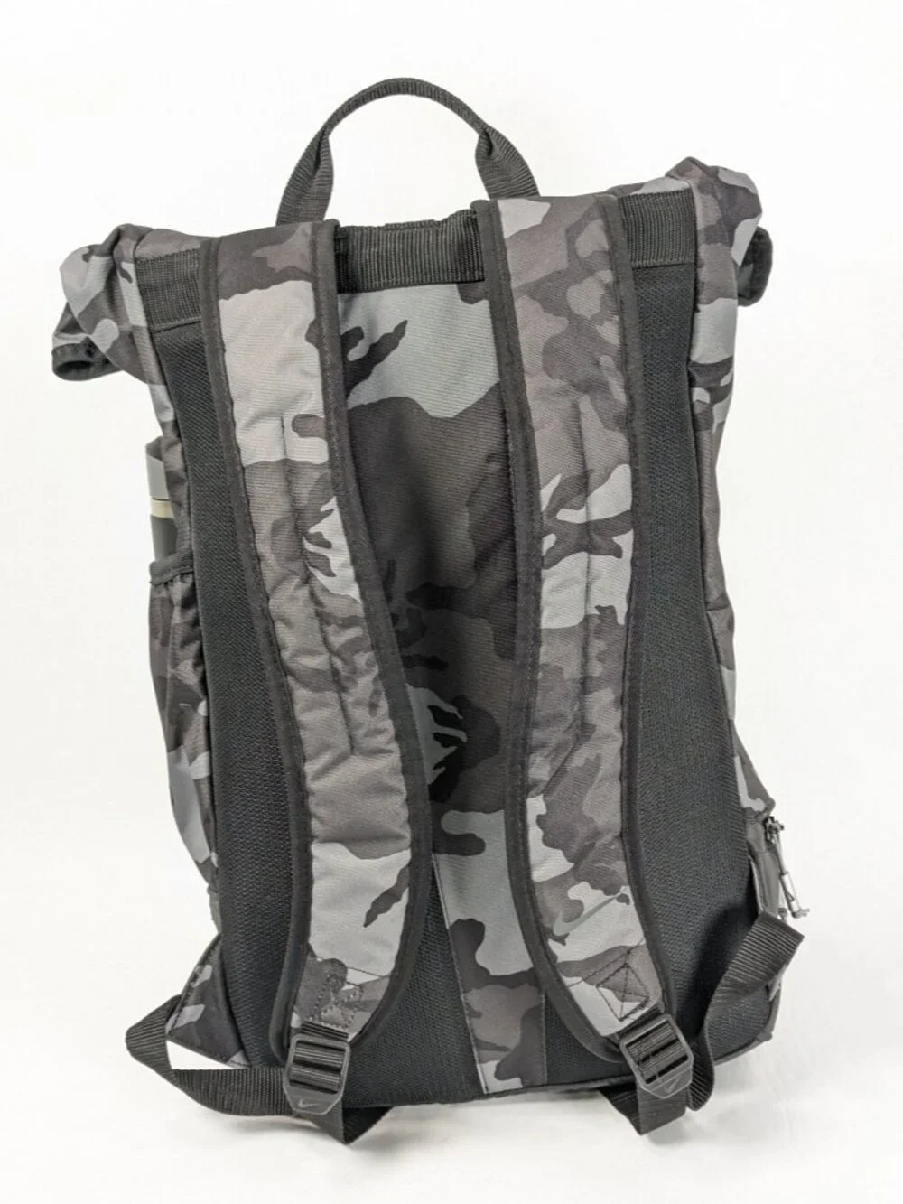 Nike Roll-Top Backpack Grey Camouflage Print with H2Go 20.9oz Stainless Bottle